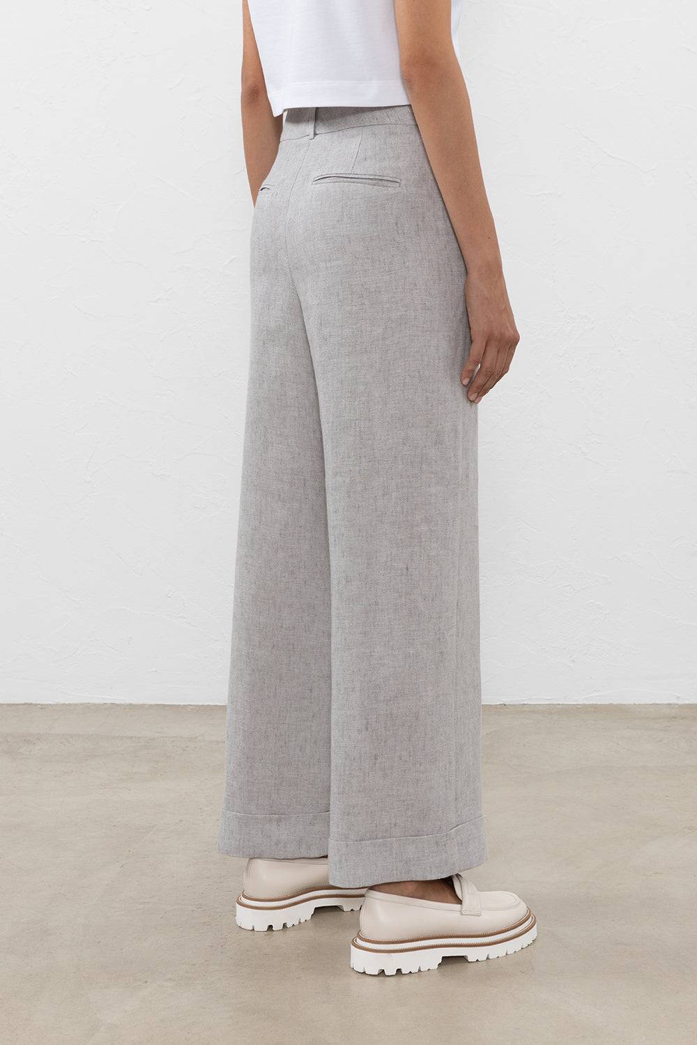 Peserico Pantalone in tela spinata di puro lino Italy