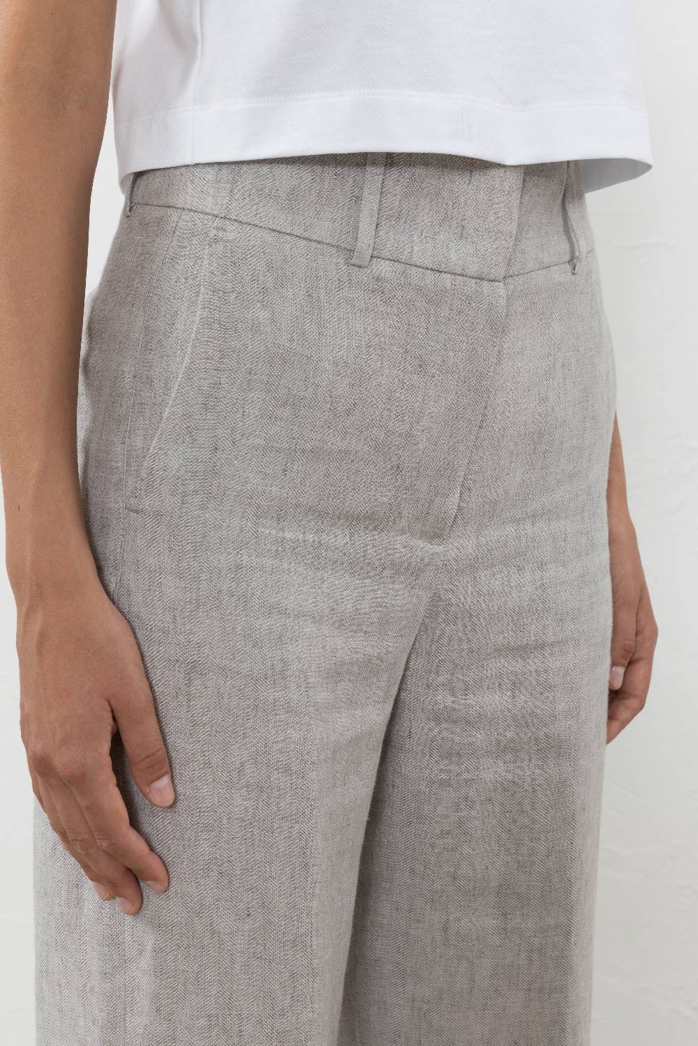Peserico Pantalone in tela spinata di puro lino Italy