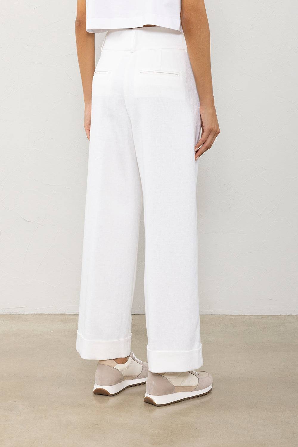 Peserico Pantalone in diagonale fluida di lino viscosa Italia