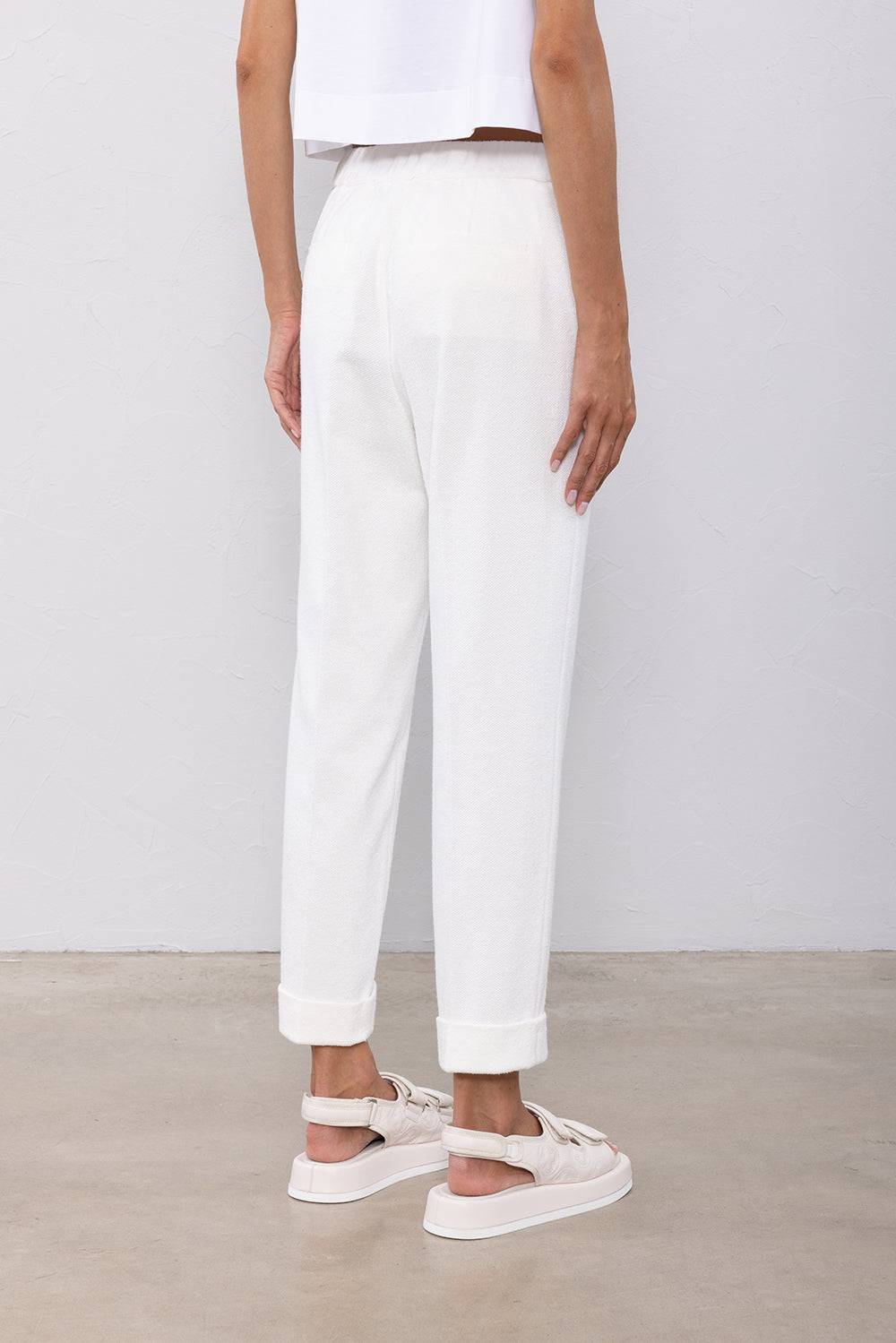Peserico Pantalone in felpa rovescia di misto lino cotone Nuovo