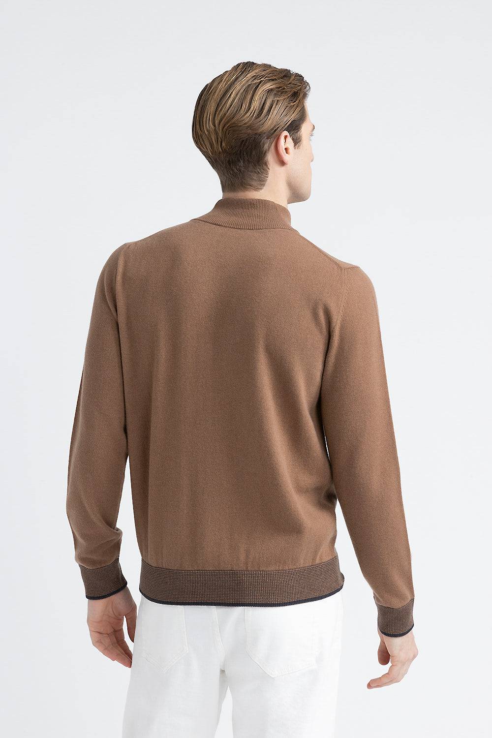 Peserico Maglia collo alto con zip in lana, seta e cashmere Economico