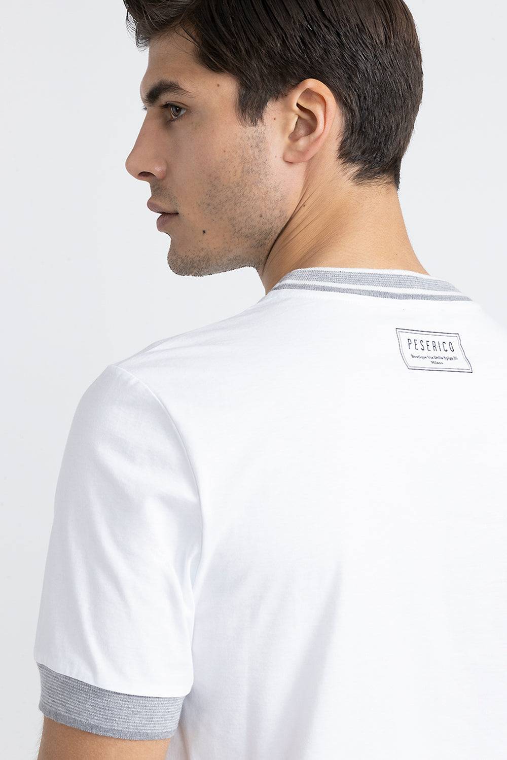 Peserico T-shirt in jersey di cotone con dettagli tricot Vendita Calda