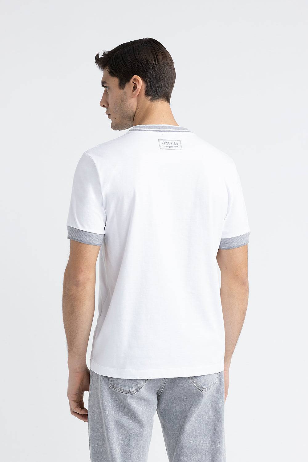 Peserico T-shirt in jersey di cotone con dettagli tricot Vendita Calda
