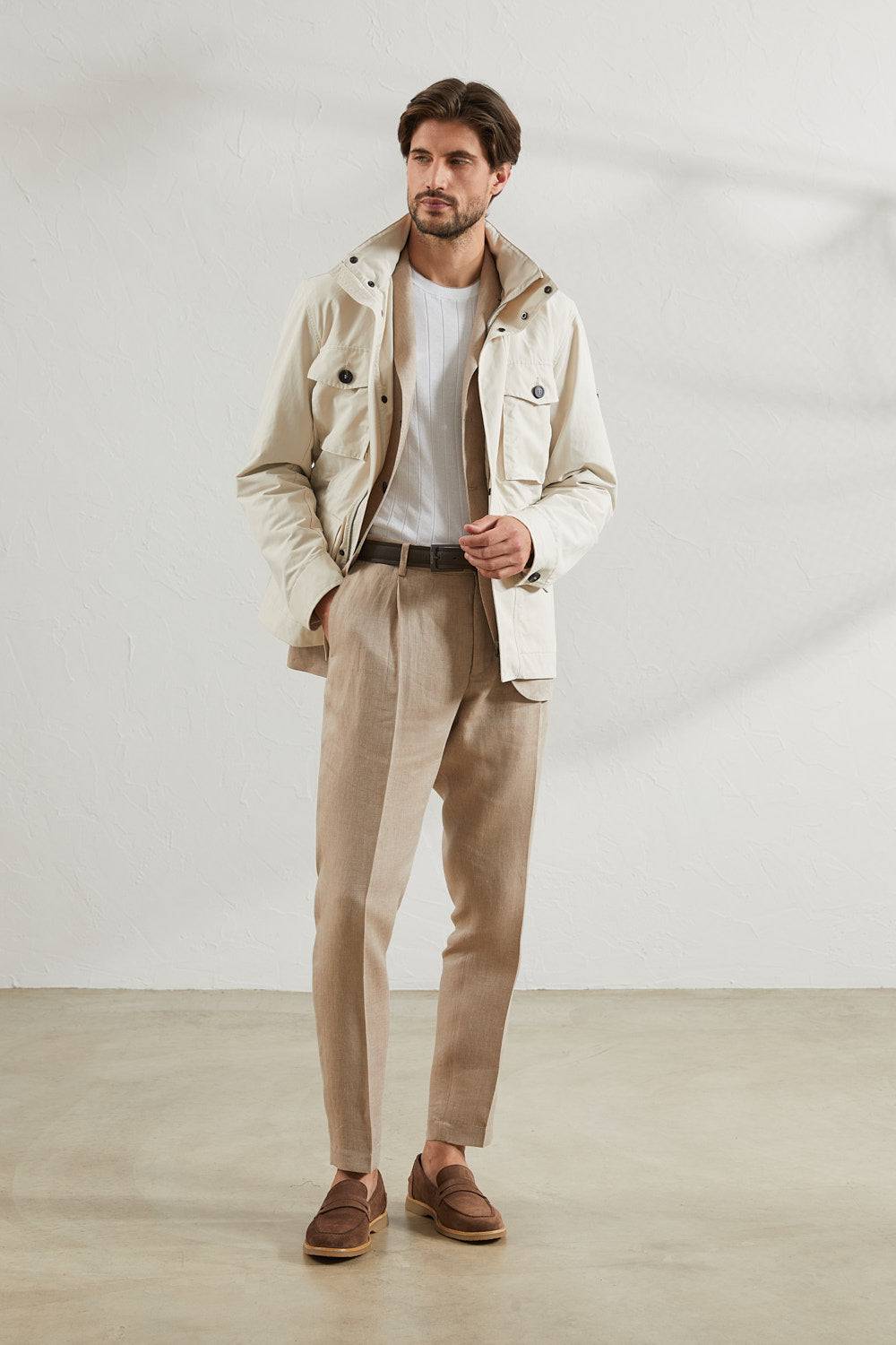 Peserico Pantalone chino in chevron di puro lino Vendite Flash