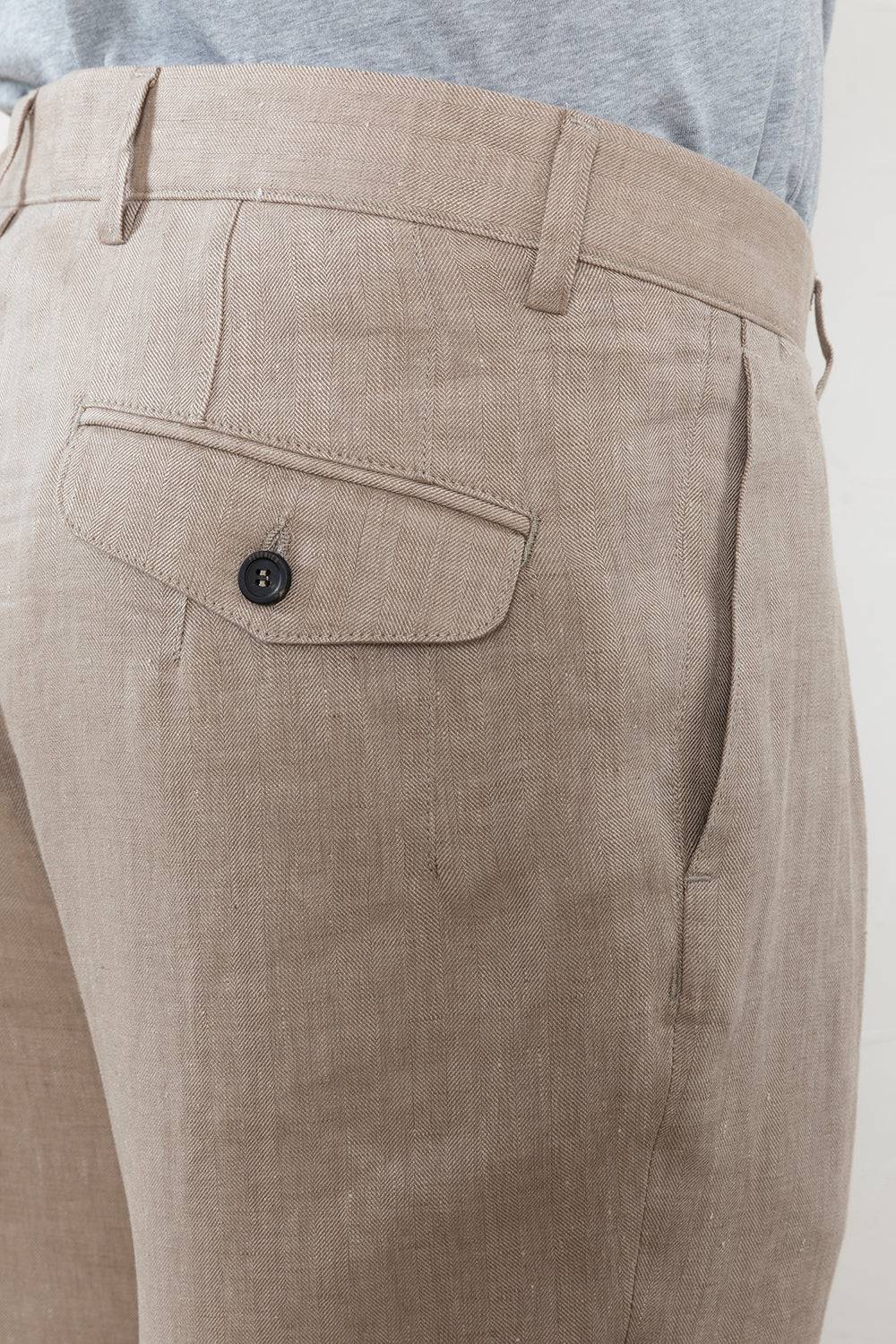 Peserico Pantalone chino in chevron di puro lino Vendite Flash