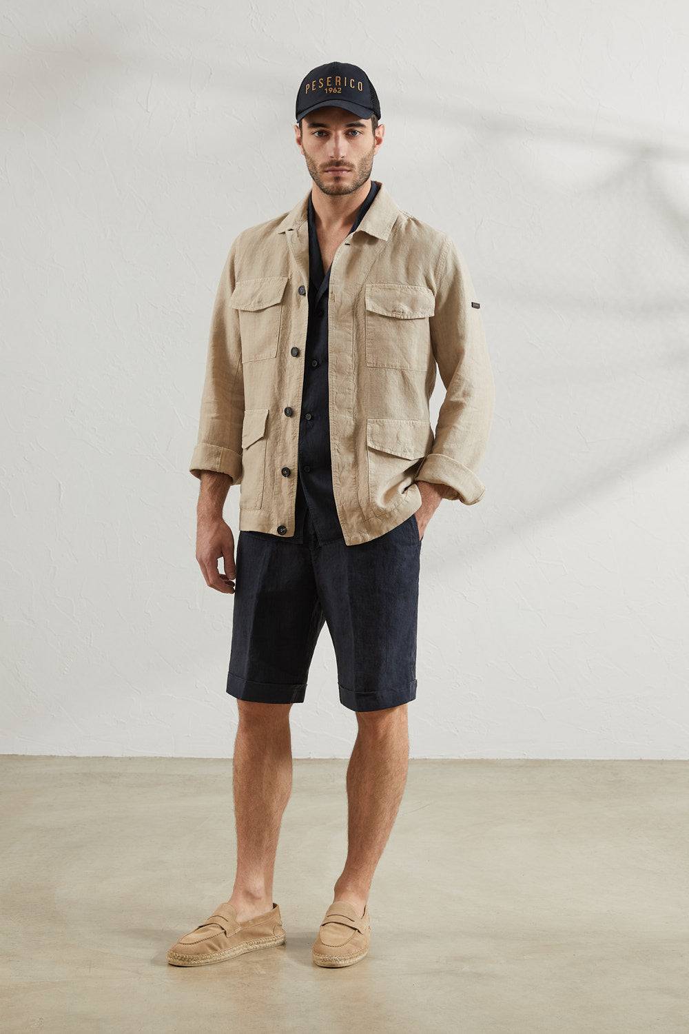 Peserico Pantaloncini in tela di lino Pezzi Unici
