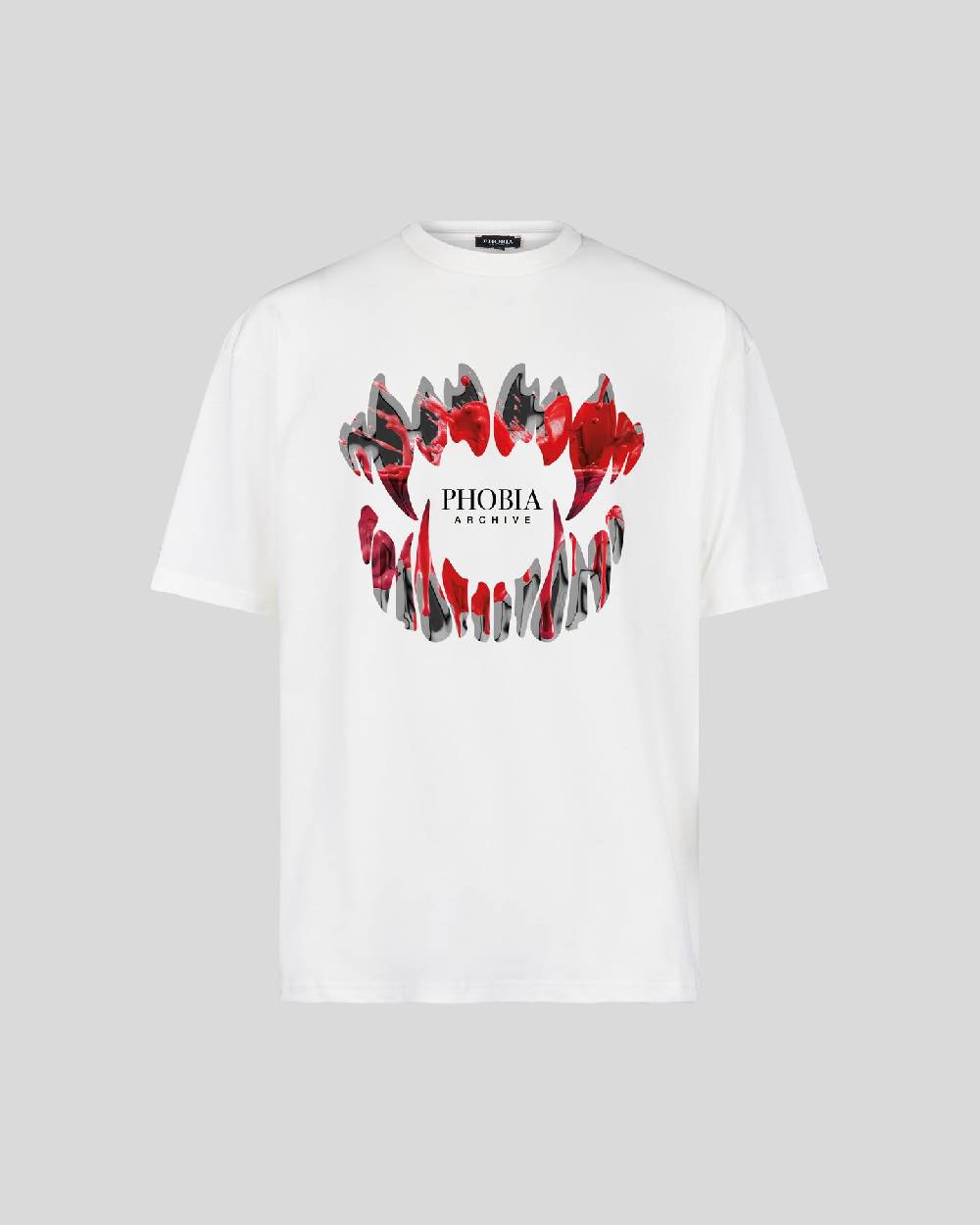 Phobia Archive T-SHIRT BIANCA CON GRAFICA DEMON BITE INSANGUINATA