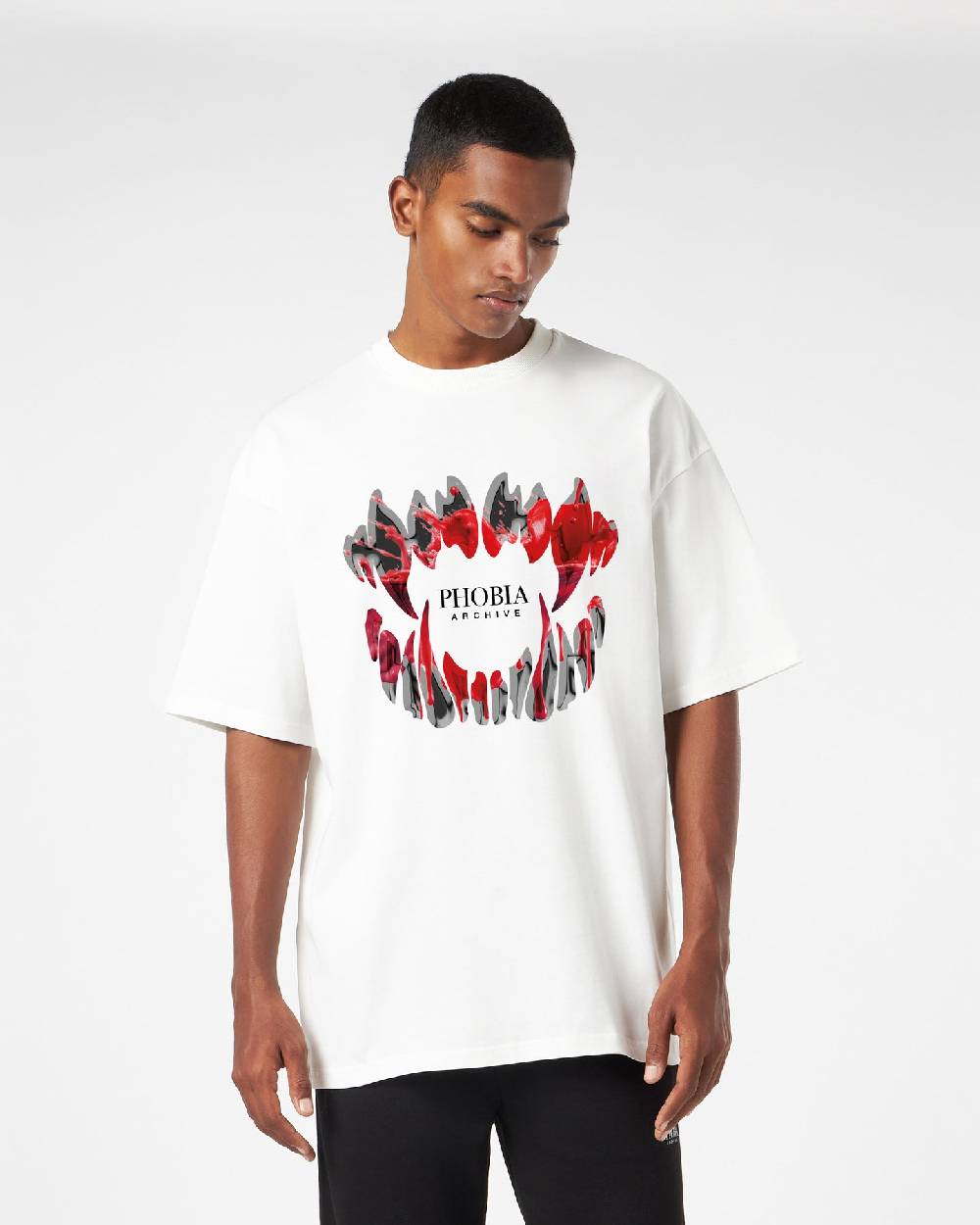 Phobia Archive T-SHIRT BIANCA CON GRAFICA DEMON BITE INSANGUINATA Outlet