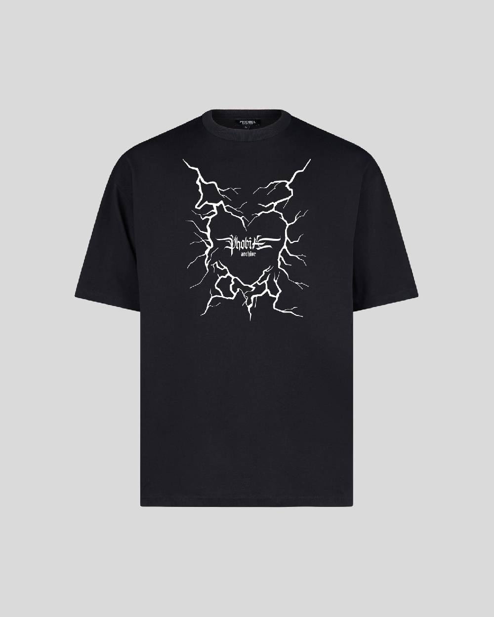 Phobia Archive T-SHIRT NERA CON GRAFICA CUORE LIGHTNING BIANCA