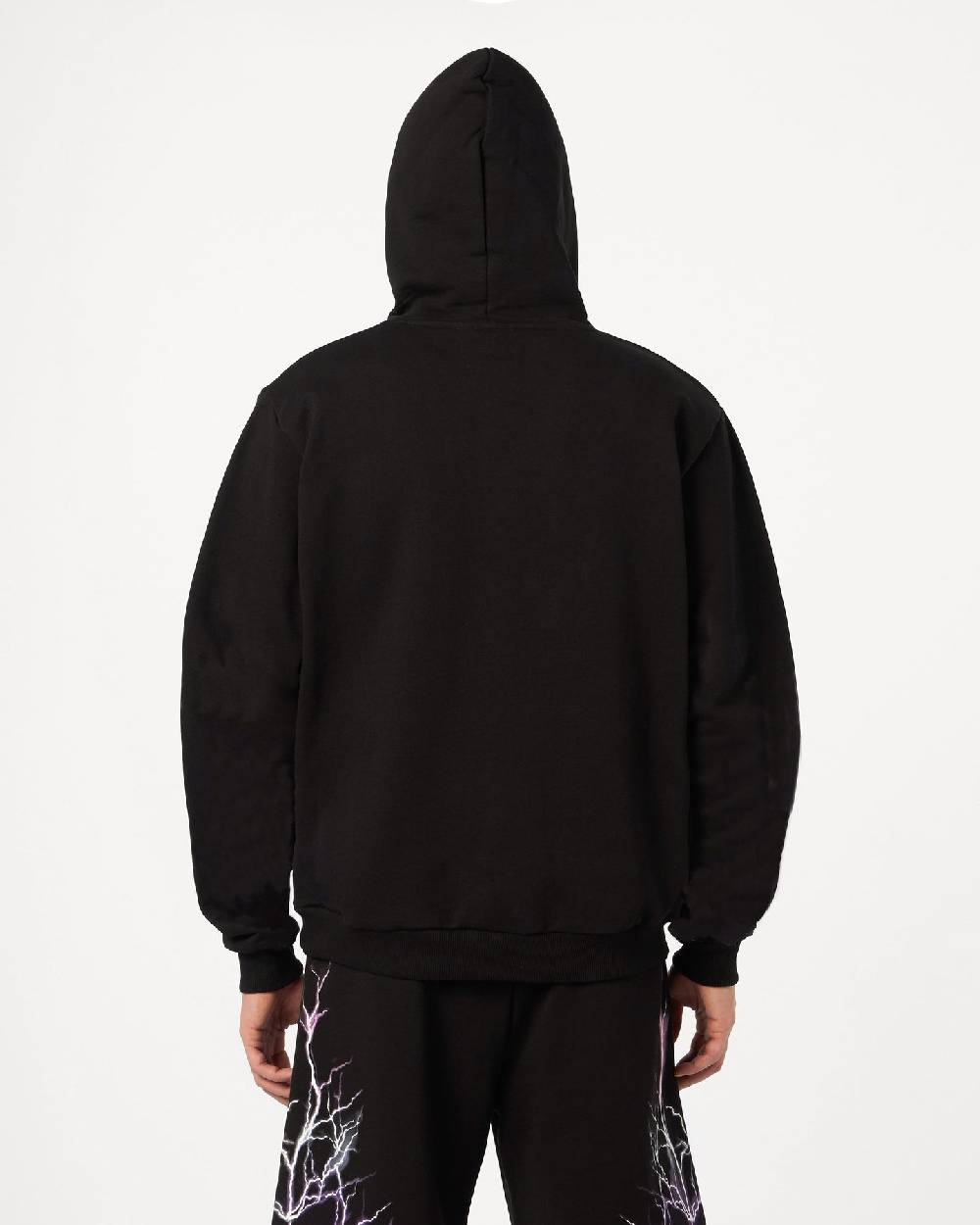 Phobia Archive FELPA CON CAPPUCCIO NERA CON FULMINI ROSSO GRIGIO ARANCIONI Negozio