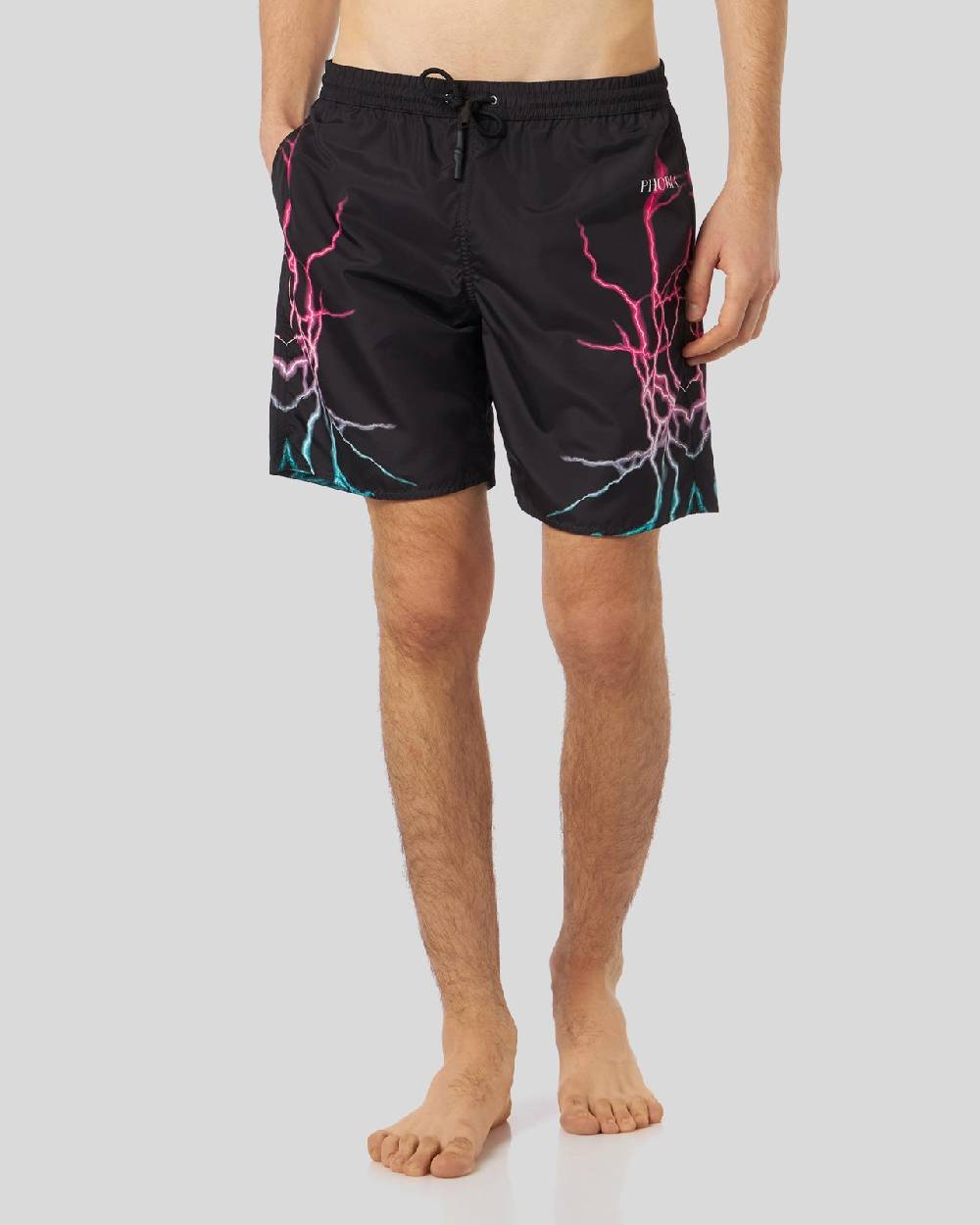 Phobia Archive COSTUME DA BAGNO NERO CON FULMINI BICOLORE ROSA E BLU Affare Del Giorno
