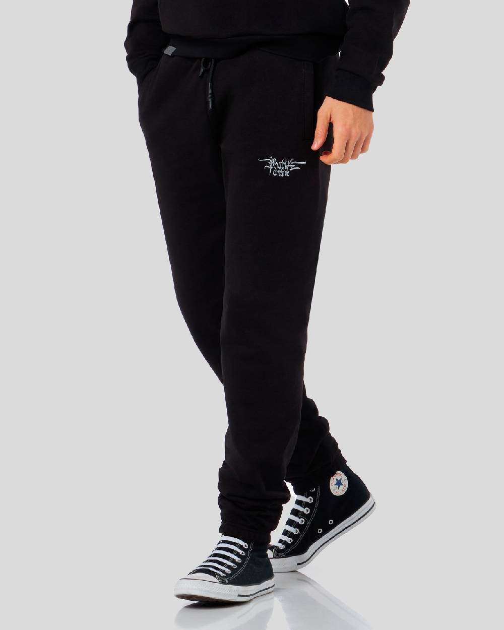 Phobia Archive PANTALONE NERO CON LOGO GOTICO RICAMATO Outlet