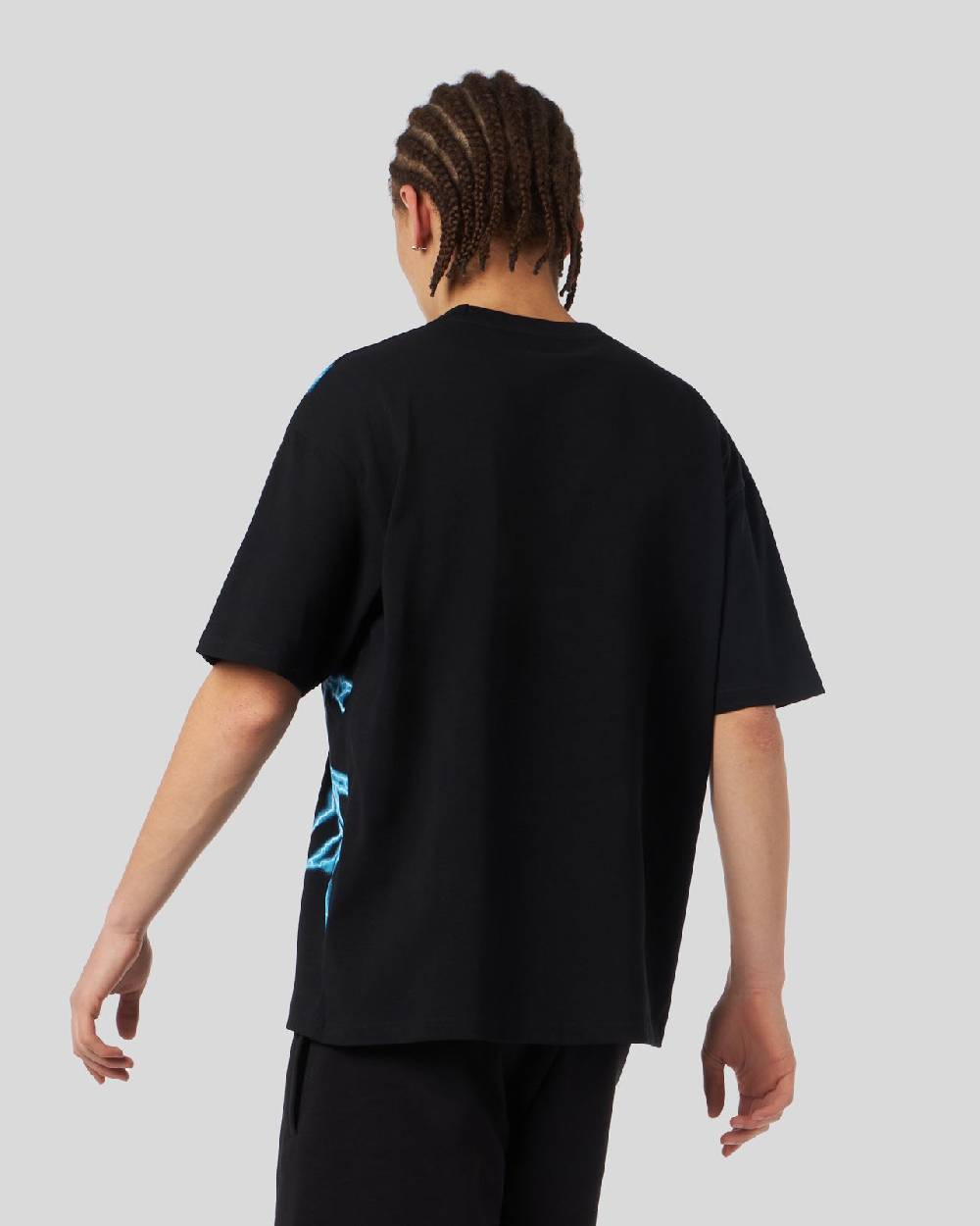Phobia Archive T-SHIRT NERA CON FULMINI LATERALI AZZURRI 2025