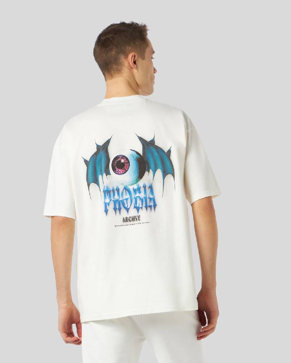 Phobia Archive T-SHIRT BIANCA CON GRAFICA BAT EYE VIOLA Italy