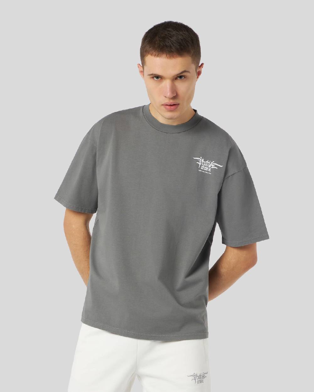 Phobia Archive T-SHIRT GRIGIA CON GRAFICA FIERY COBRA VIOLA Vendita