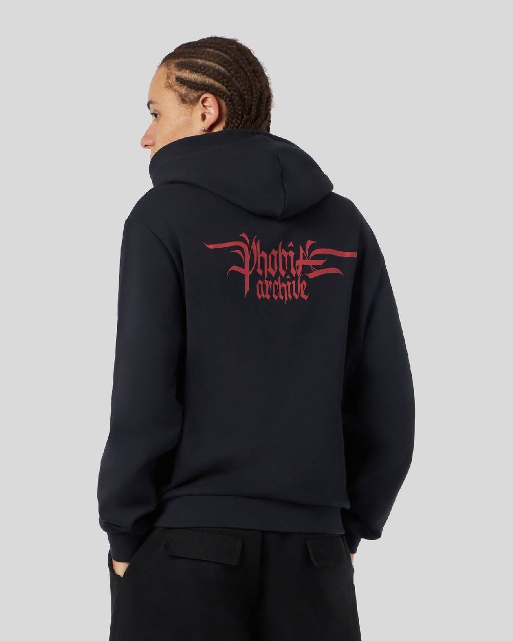 Phobia Archive FELPA NERA CON GRAFICA TRIPLE SKULL ROSSA Sottocosto