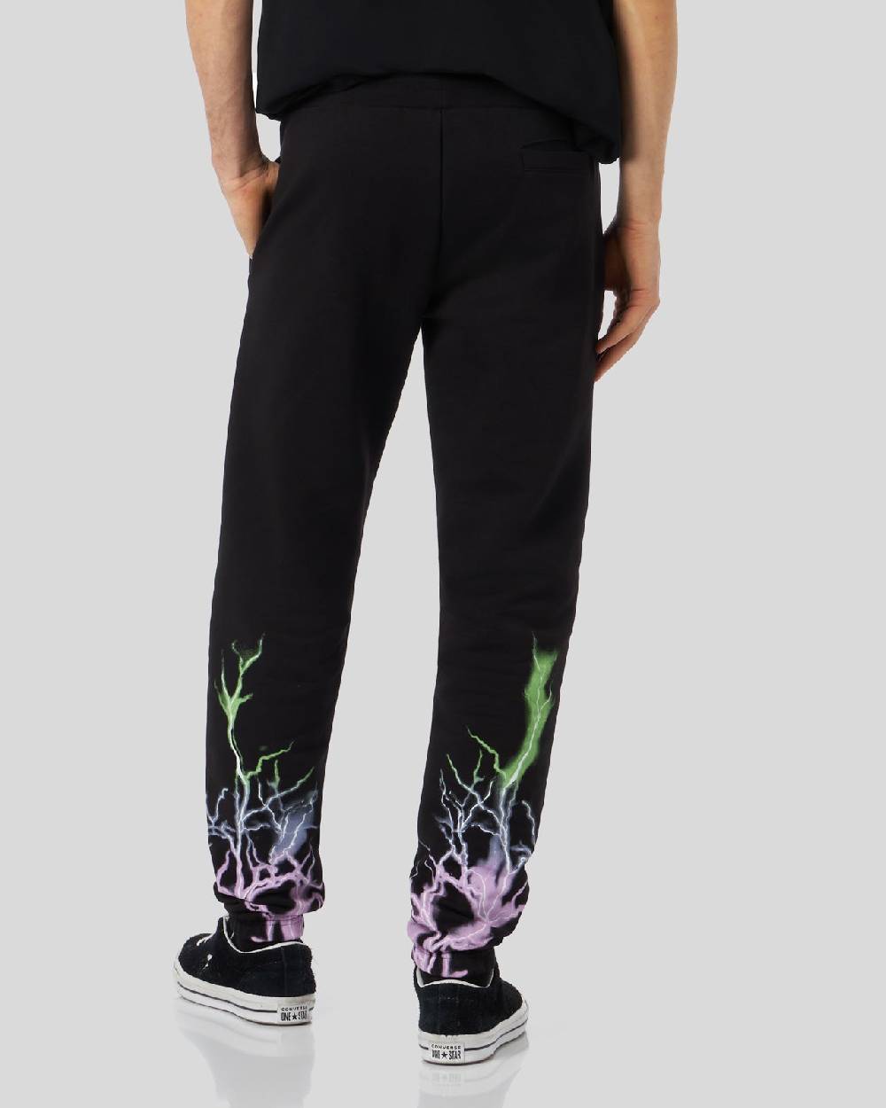 Phobia Archive PANTALONCINO NERO CON STAMPA FULMINE BICOLORE VIOLA E VERDE Offerte