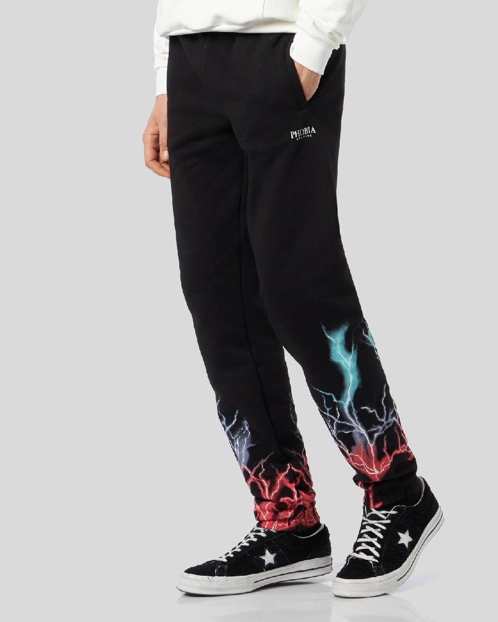 Phobia Archive PANTALONCINO NERO CON STAMPA FULMINE BI-COLORE ROSSO E BLU I Più Venduti