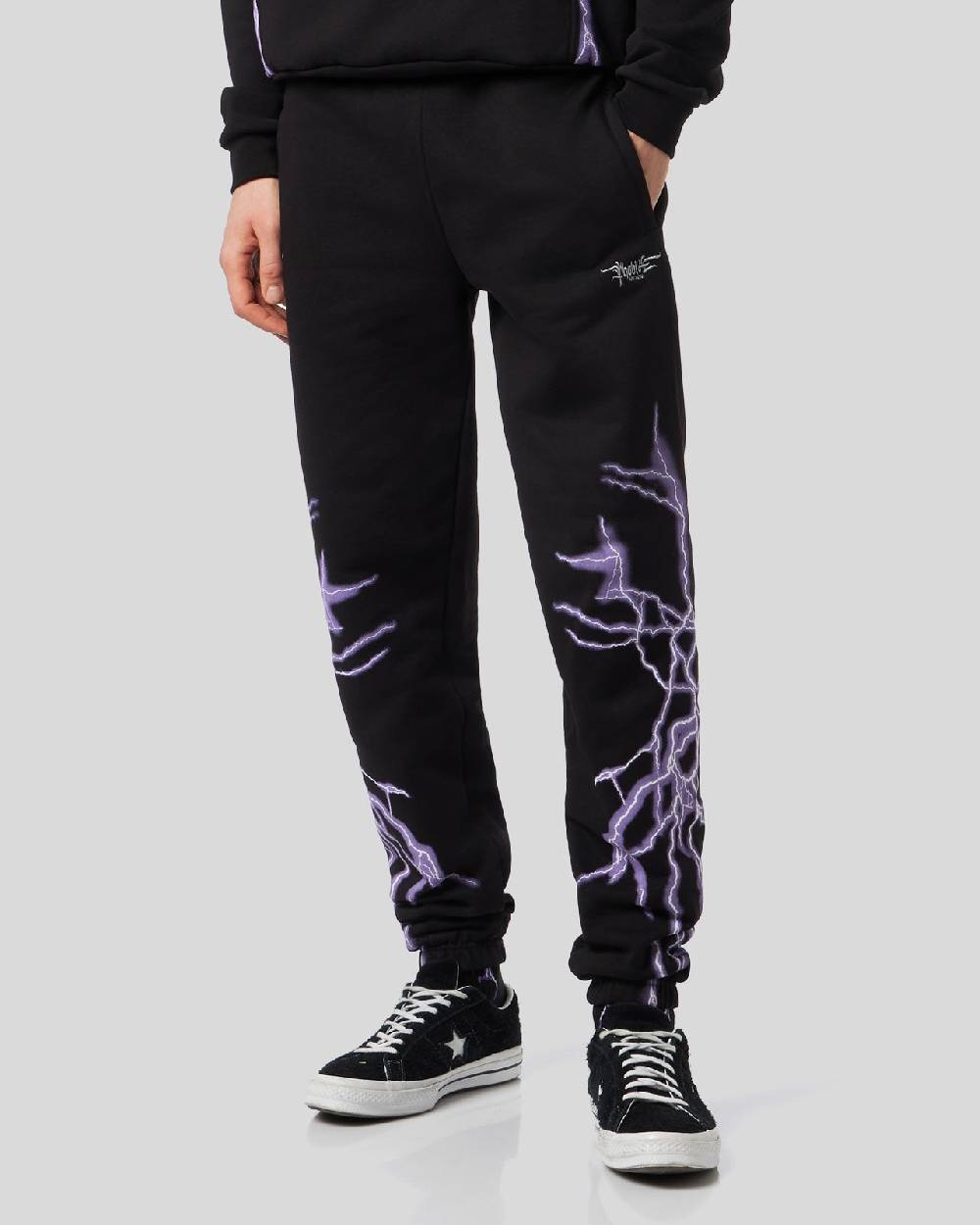 Phobia Archive PANTALONE NERO CON FULMINE LATERALE VIOLA Negozio