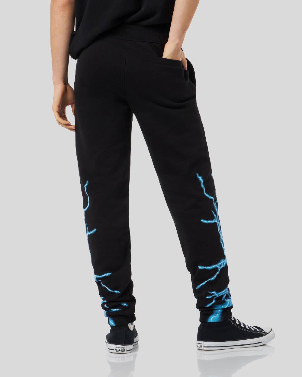 Phobia Archive PANTALONE NERO CON FULMINE LATERALE BLU Nuova