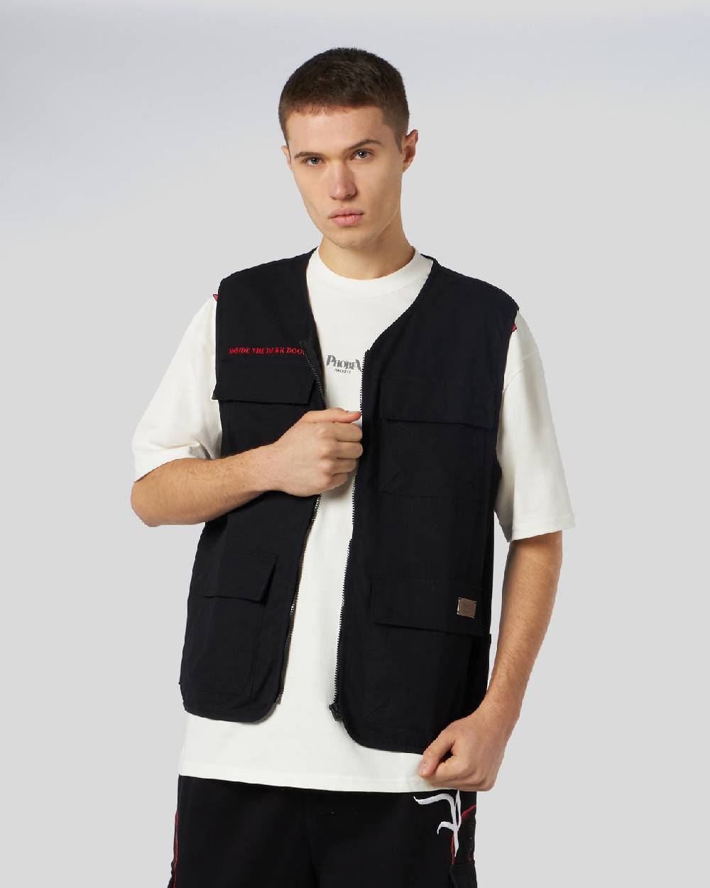 Phobia Archive WORKER GILET NERO CON GRAFICA SCREAMING SKULLS Qualità Garantita