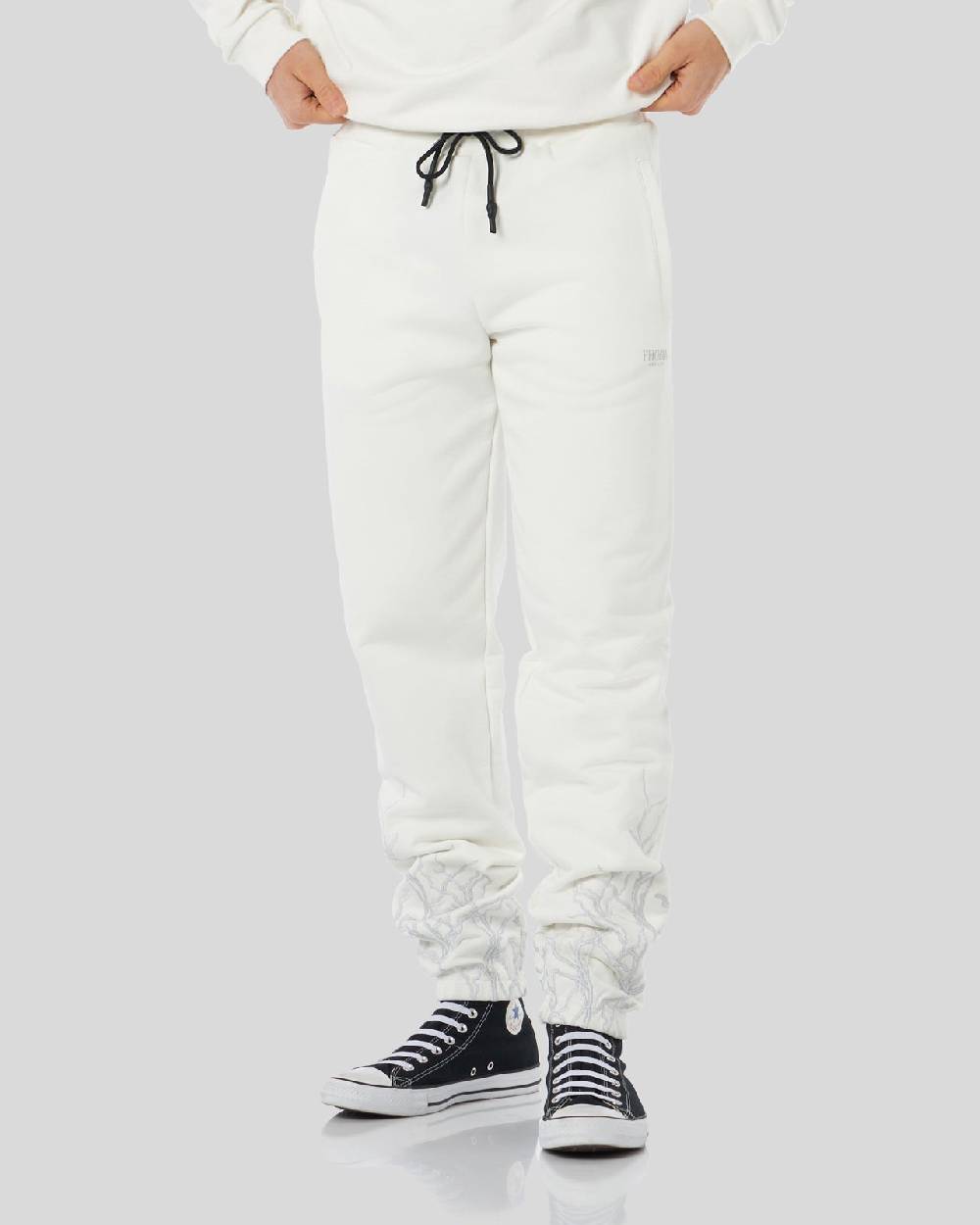 Phobia Archive PANTALONE BIANCO CON FULMINE GRIGIO RICAMATO Acquista Ora