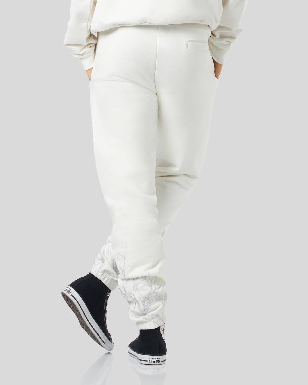 Phobia Archive PANTALONE BIANCO CON FULMINE GRIGIO RICAMATO Acquista Ora