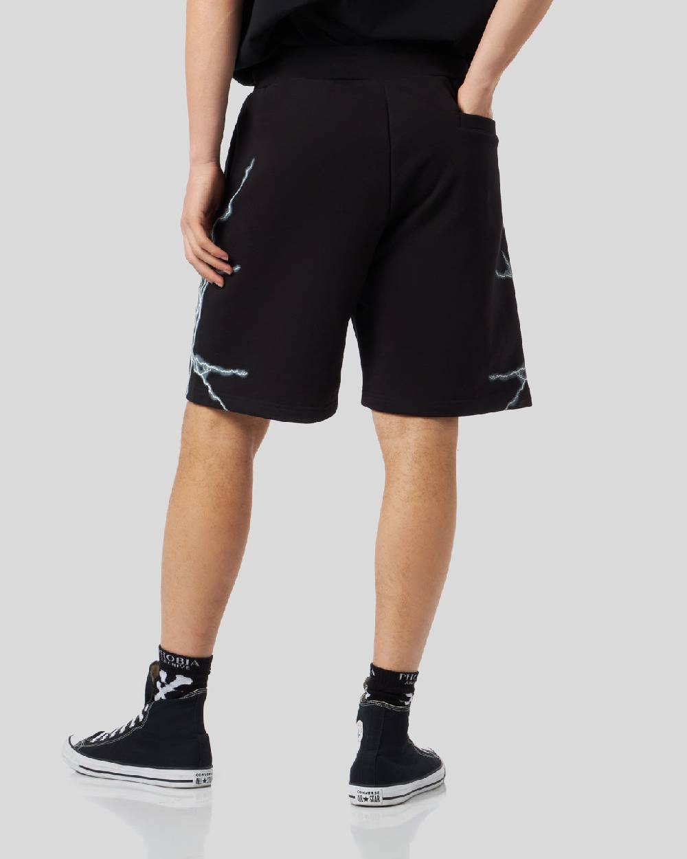 Phobia Archive PANTALONCINO NERO CON FULMINI LATERALI BIANCHI Novità