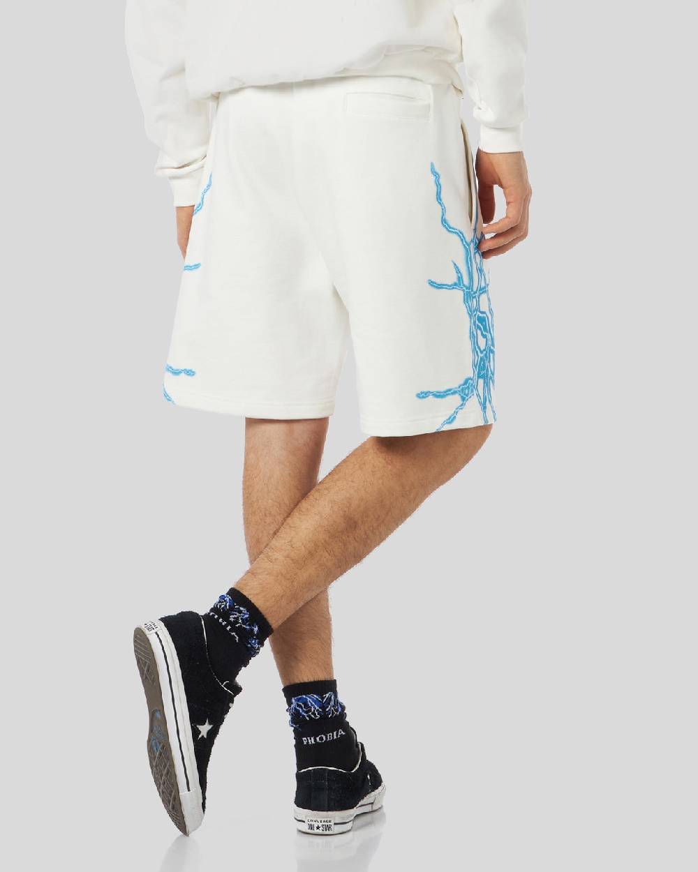 Phobia Archive PANTALONCINO BIANCO CON FULMINI LATERALI AZZURRI Economico