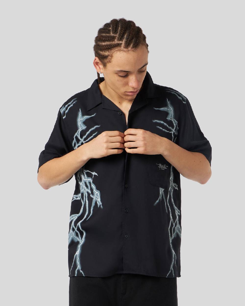 Phobia Archive CAMICIA NERA CON FULMINI LATERALI BIANCHI Online