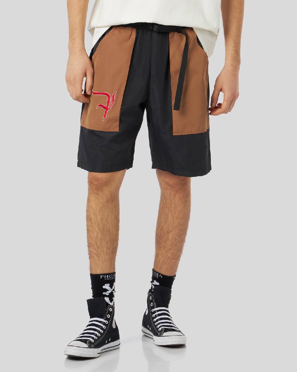 Phobia Archive PANTALONCINO CARGO NERO CON LOGO GOTIC P Vendite Flash