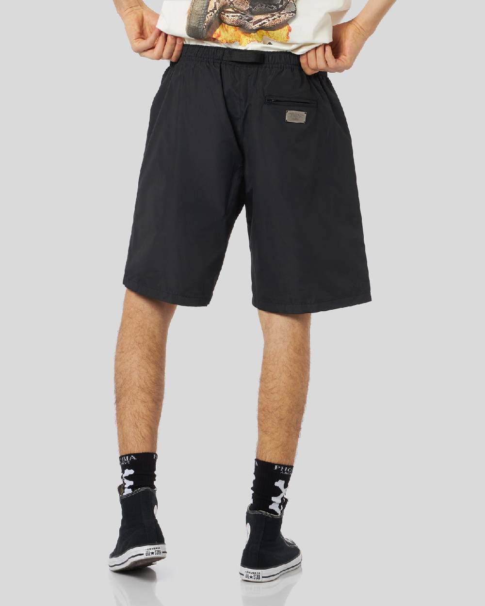 Phobia Archive PANTALONCINO CARGO NERO CON LOGO GOTIC P Vendite Flash