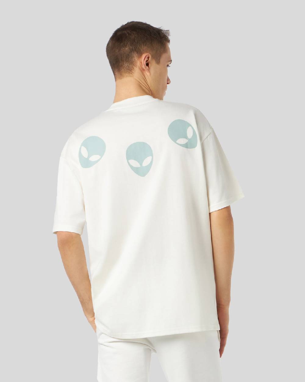 Phobia Archive T-SHIRT BIANCA CON GRAFICA TRIPLE ALIEN FOSFORESCENTE Negozio