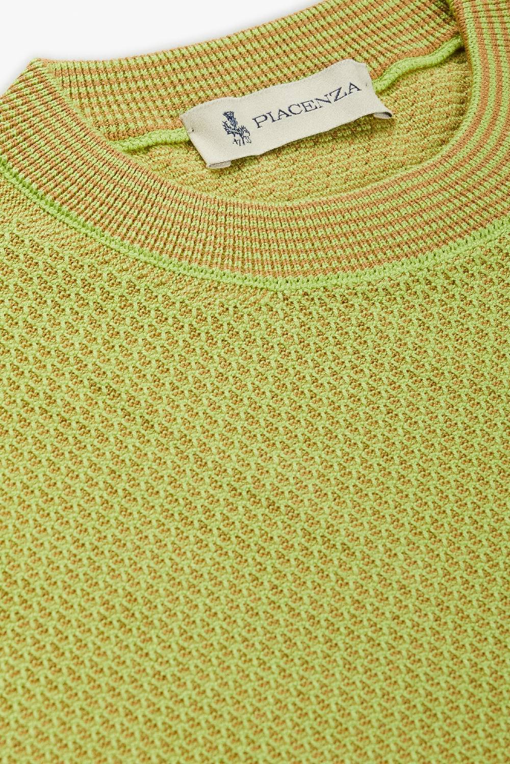 Piacenza 1733 Maglia maniche lunghe two tone slip verde fluo e naturale Vendita Calda