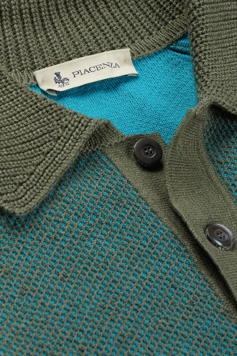 Piacenza 1733 Polo maniche lunghe two tone honey comb verde In Saldo