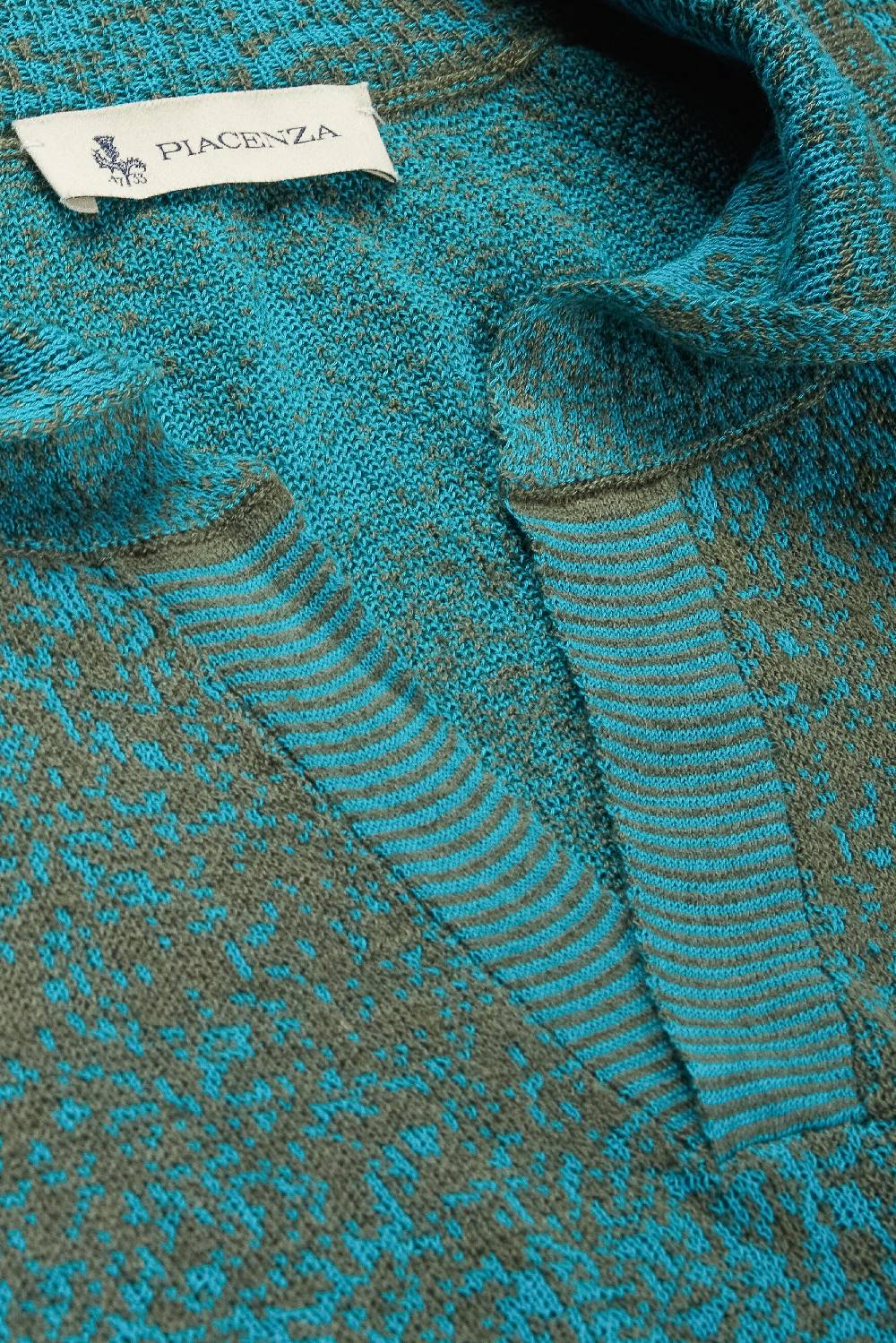 Piacenza 1733 Polo maniche lunghe pixel shadow stripe azzurro e verde Moda