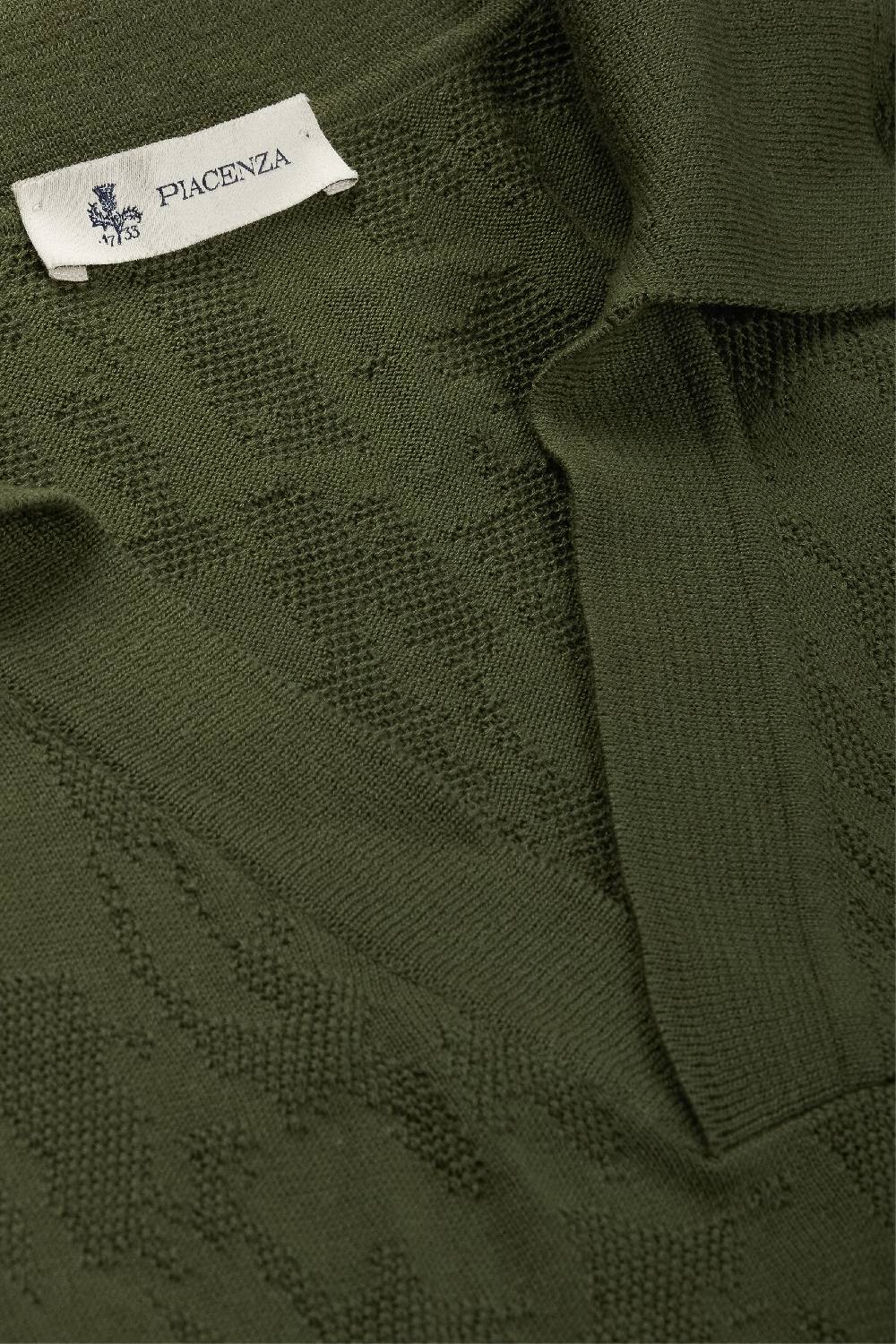 Piacenza 1733 Polo jacquard mesh camo verde scuro Italy