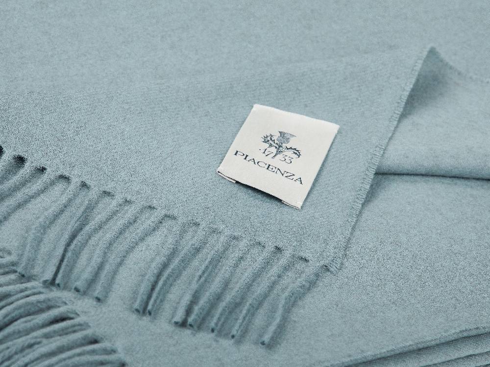 Piacenza 1733 Aeternum Plaid cielo in puro Cashmere Nuovo