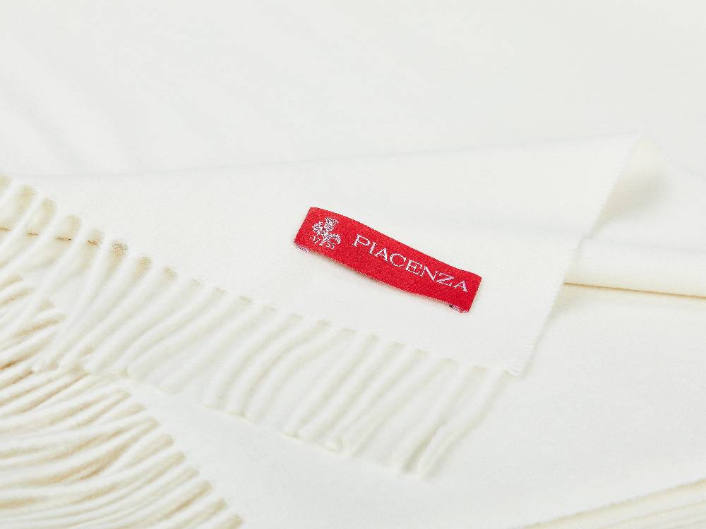 Piacenza 1733 Aeternum Plaid bianco in puro Cashmere Soddisfazione Garantita