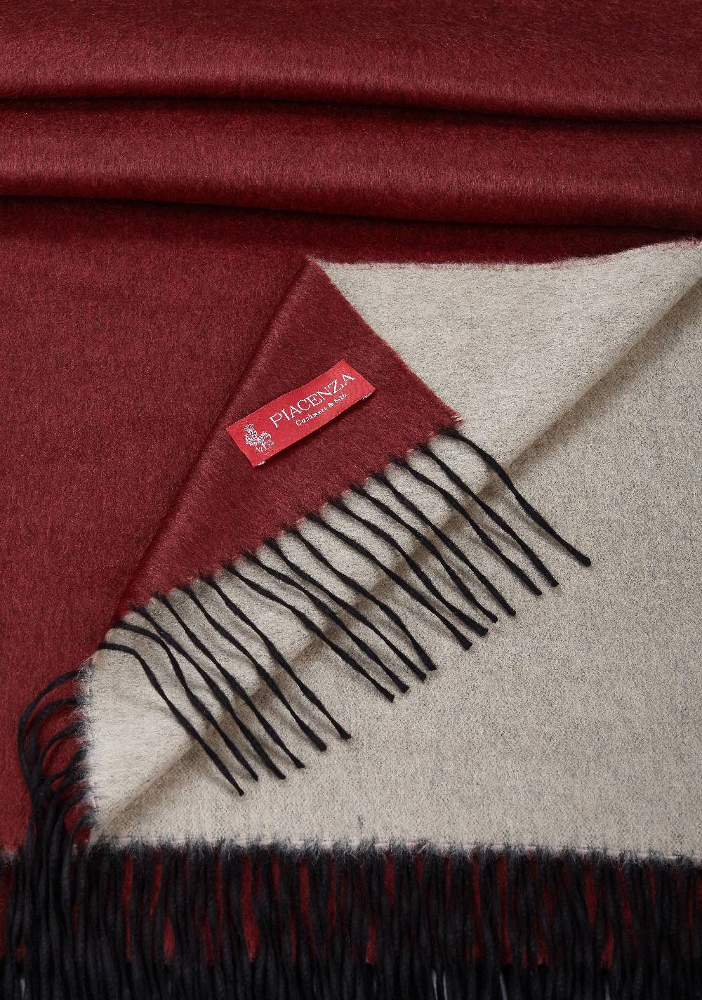 Piacenza 1733 MIRROR Plaid double bianco e bordeaux Consegna Veloce