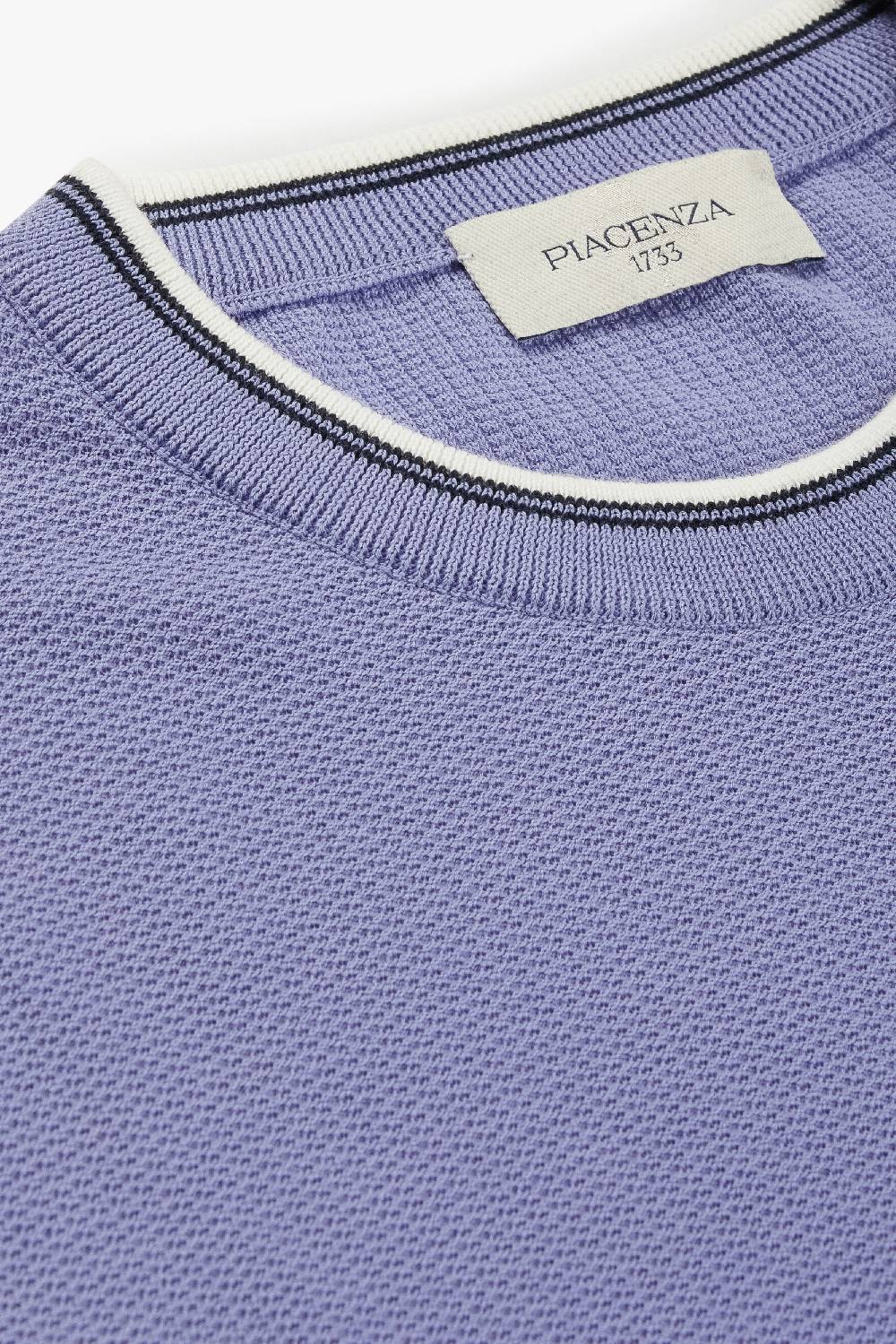 Piacenza 1733 Maglia maniche corte shell stitch lilla bordo bianco Economico