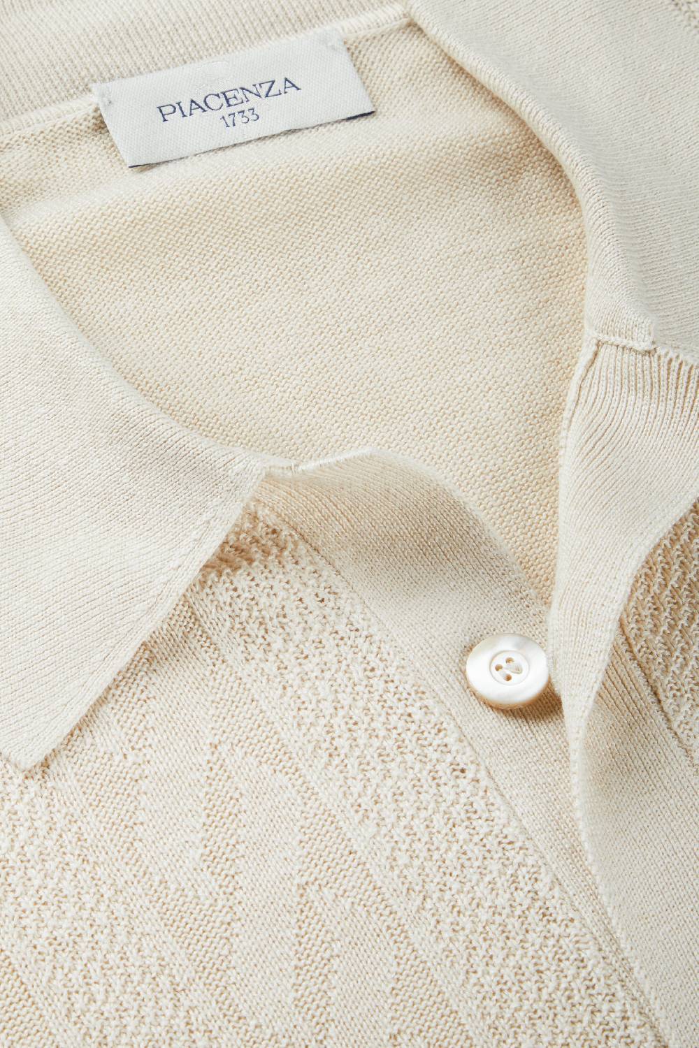 Piacenza 1733 Camicia maniche corte sand and wave panna Qualità