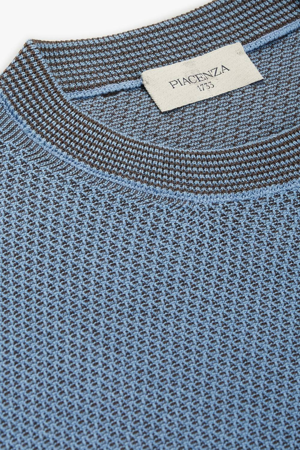 Piacenza 1733 Maglia maniche lunghe two tone slip azzurro e marrone Soddisfazione Garantita