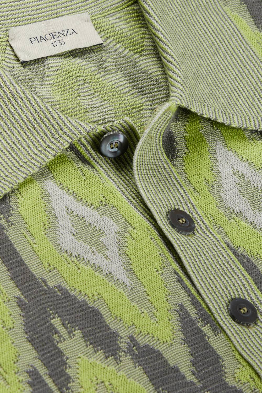 Piacenza 1733 Polo fil a fil ikat argyle jacquard verde Novità