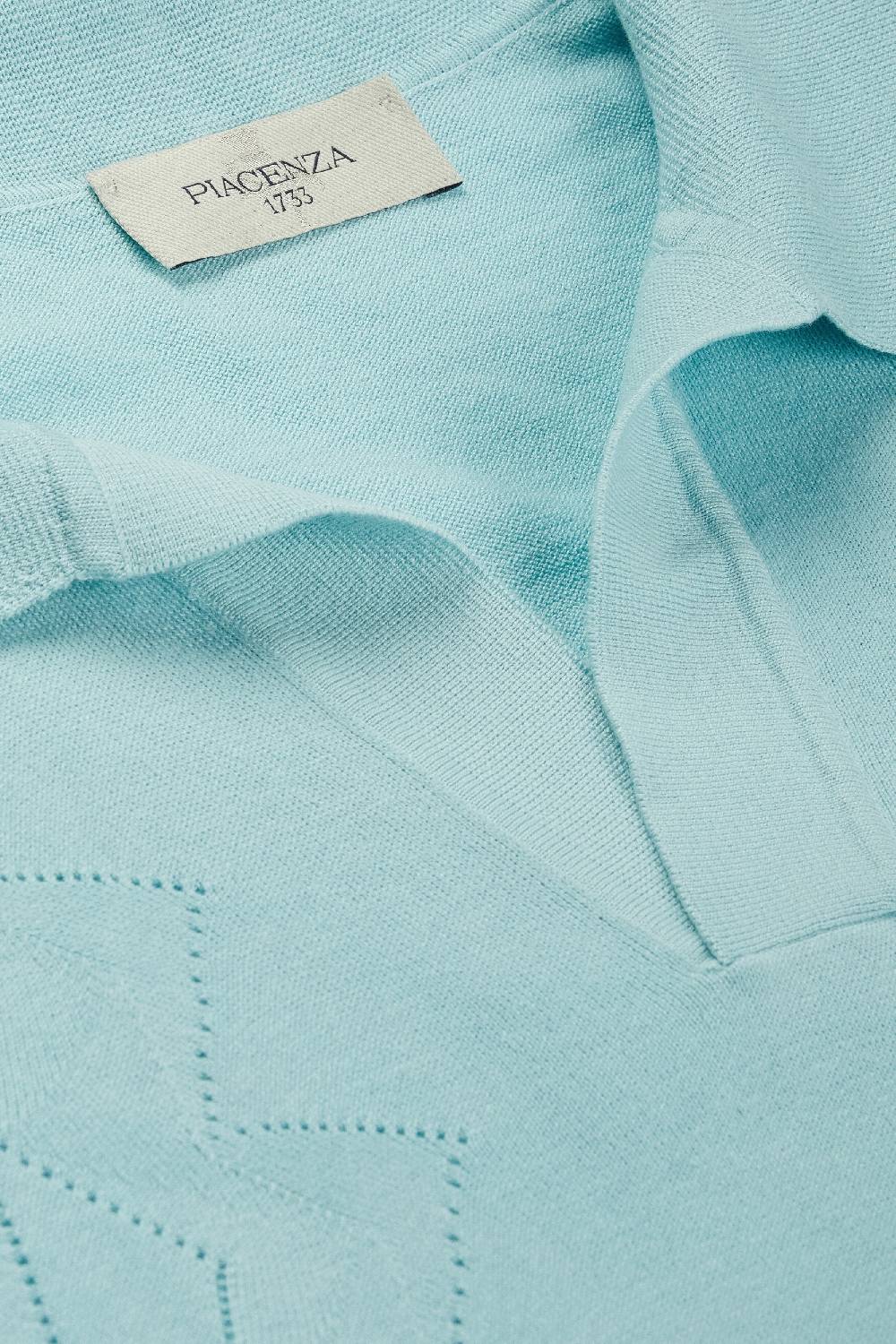 Piacenza 1733 Polo havana zig zag pointelle azzurro Presa