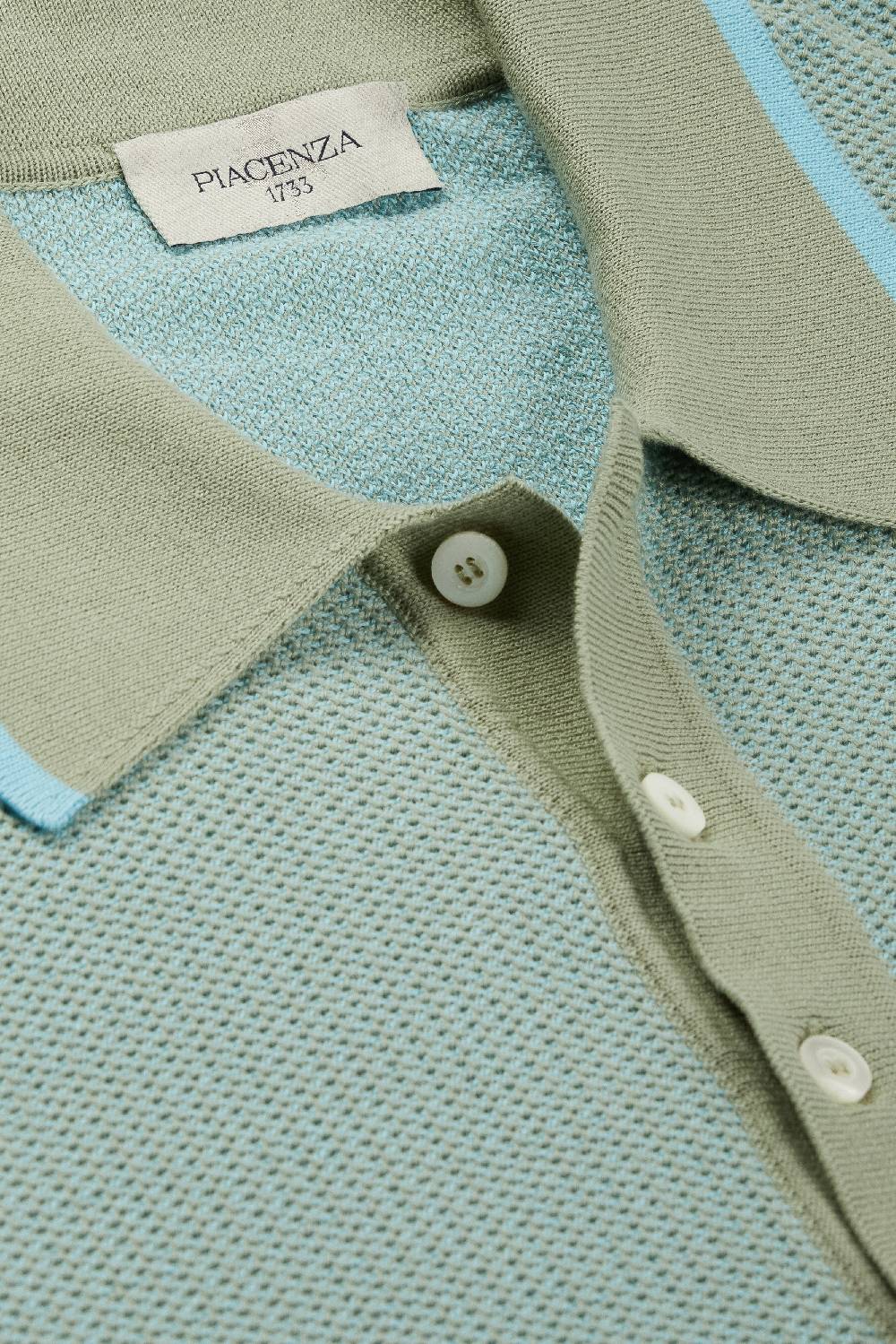 Piacenza 1733 Polo two tone fish scale azzurro e salvia Offerta