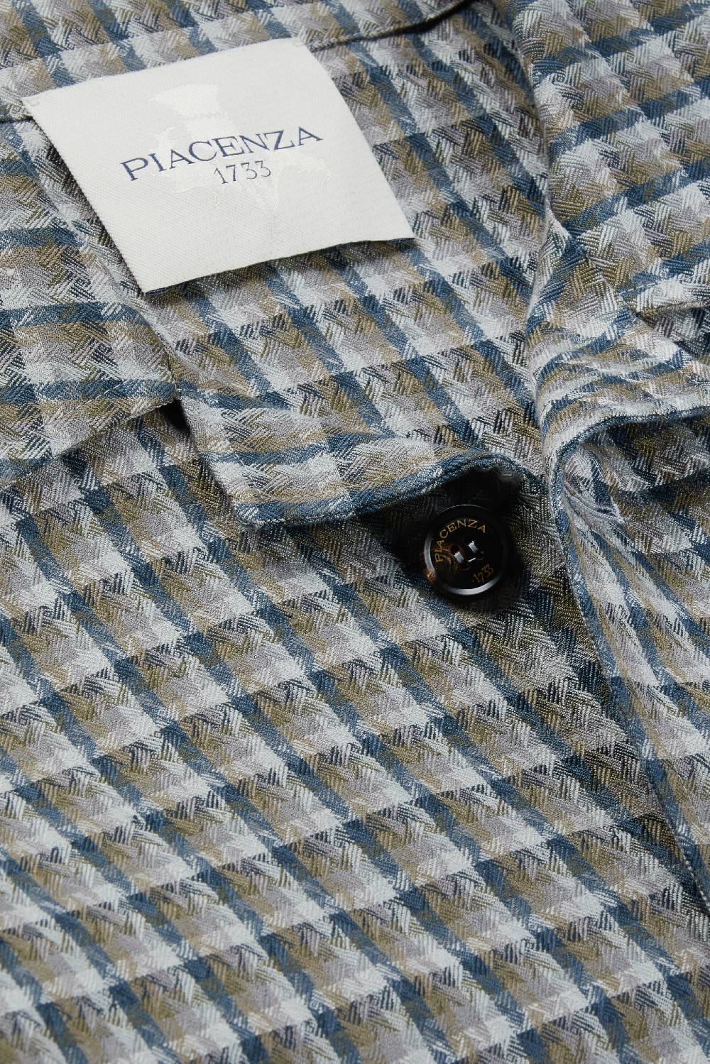 Piacenza 1733 Giacca camicia grigio e azzurro Vendite Flash