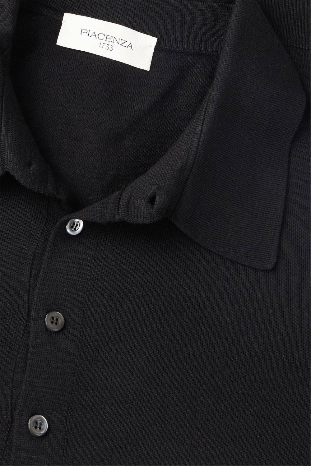 Piacenza 1733 Polo lana merino super fine nero Pezzi Unici