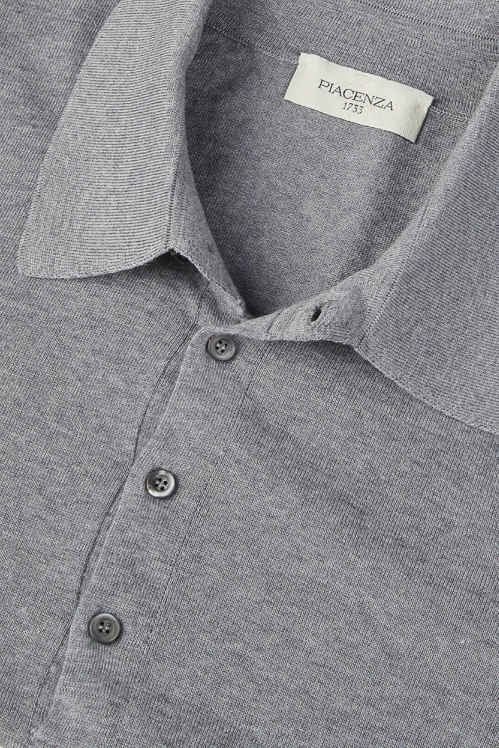 Piacenza 1733 Polo lana merino super fine grigio chiaro Soddisfazione Garantita