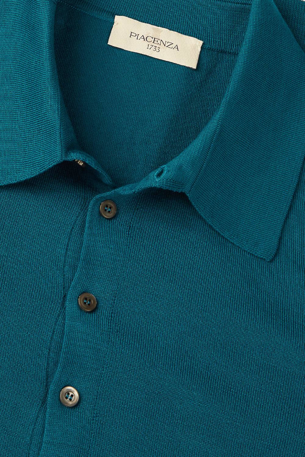Piacenza 1733 Polo lana merino super fine petrolio Acquista Ora